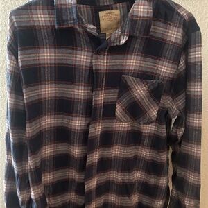 Plaid Navy Men's Casual Button-Down Shirt